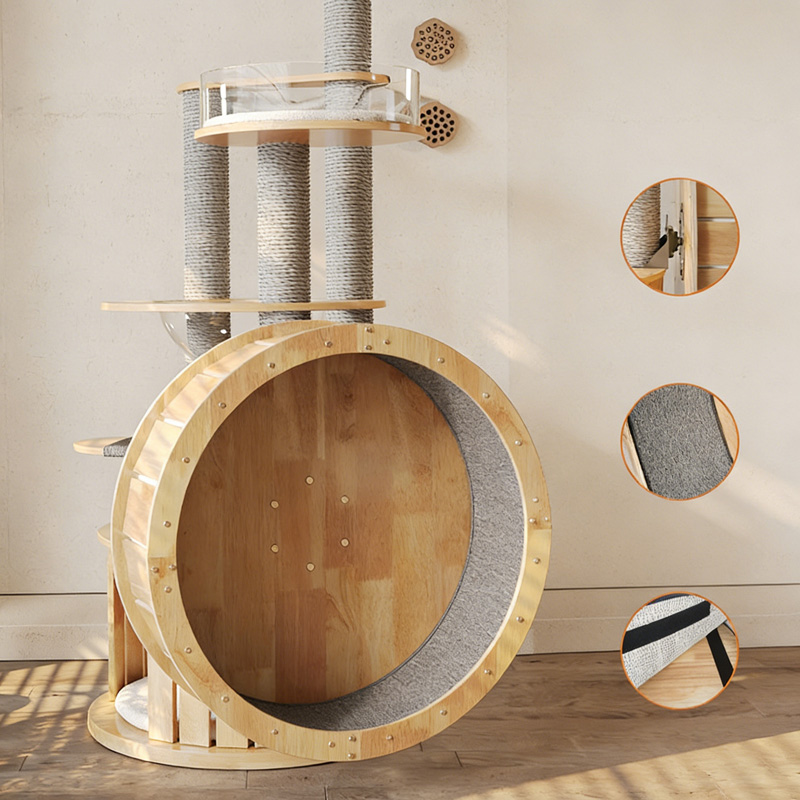 Solid Wood Silent Treadmill Cat Climbing Tree