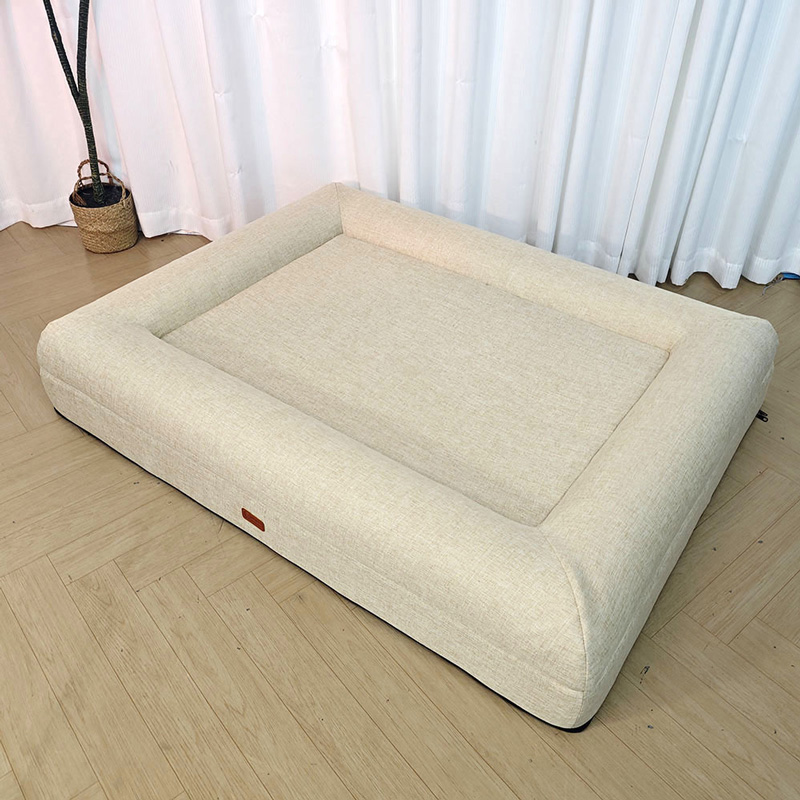 Rectangular Cotton-Linen Pet Bed