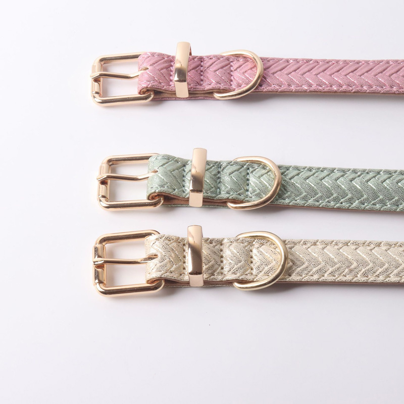 PU Woven Rhinestone Dog Collar