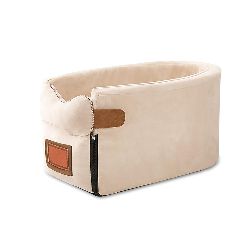 Champagne-Colored Car Center Console Pet Bed