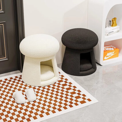 Cream-Style Mushroom Cat Bed & Shoe Bench