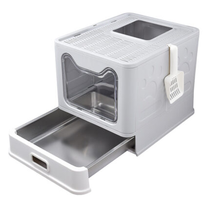 Drawer-Style Stainless Steel Cat Litter Box