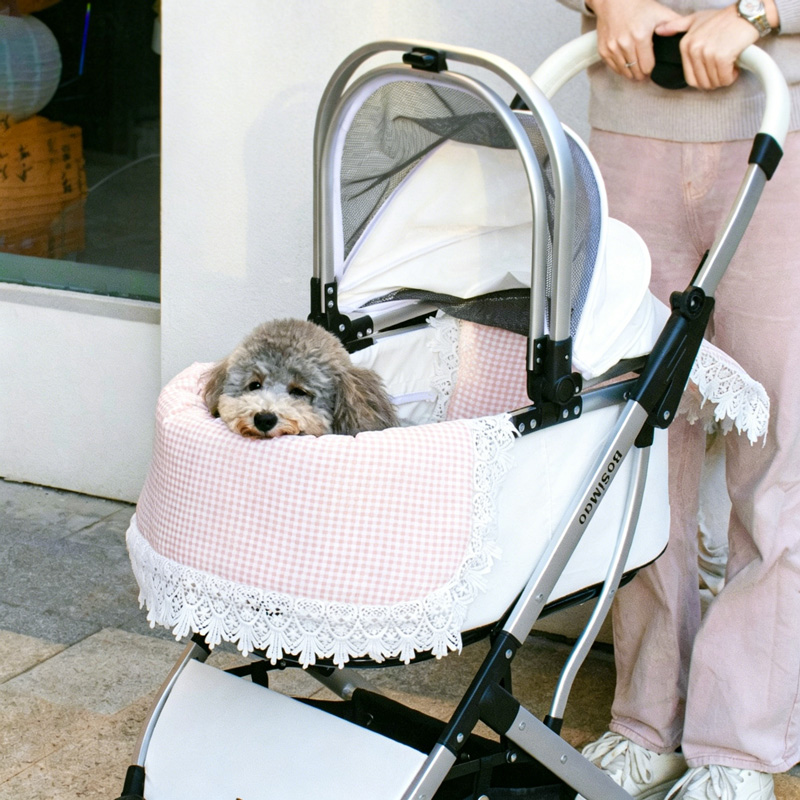 Comfortable Lace-Trimmed Pet Stroller Cushion