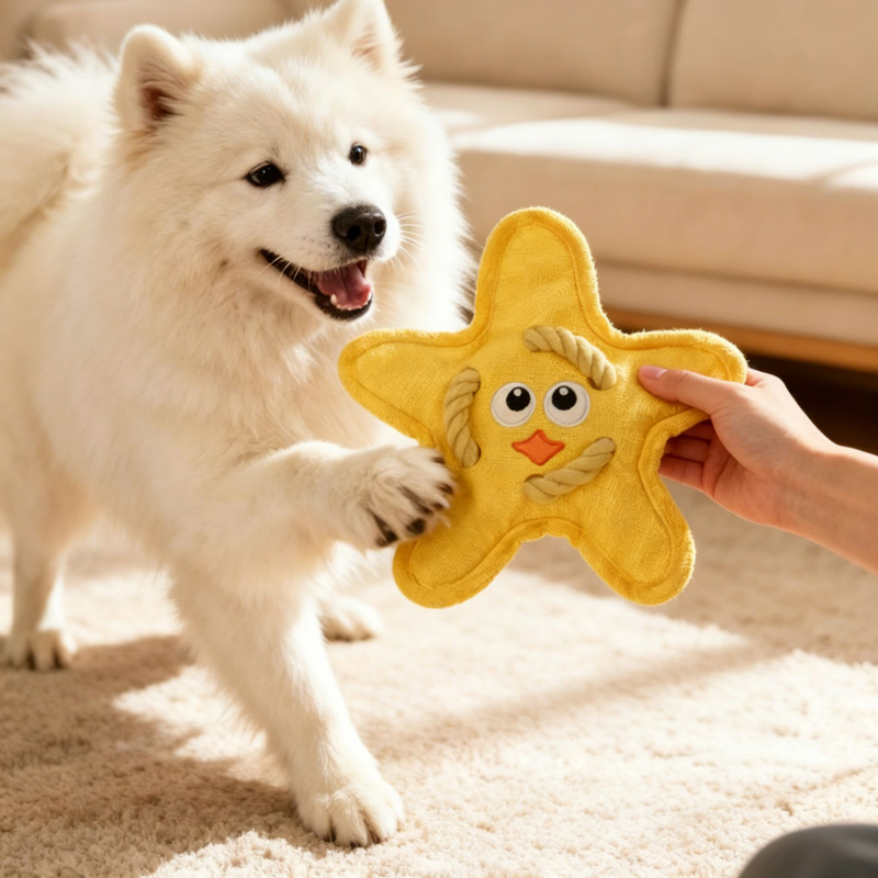 Fetch-and-Retrieve Thick Rope Crinkle Sound Dog Toy