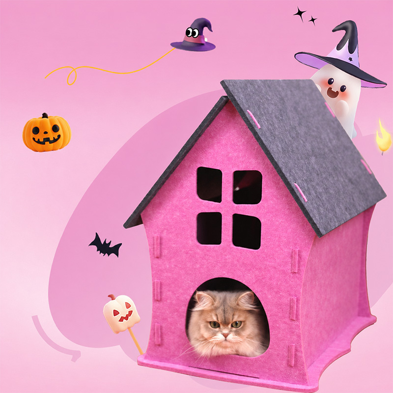 Halloween Felt Detachable Castle Cat Bed
