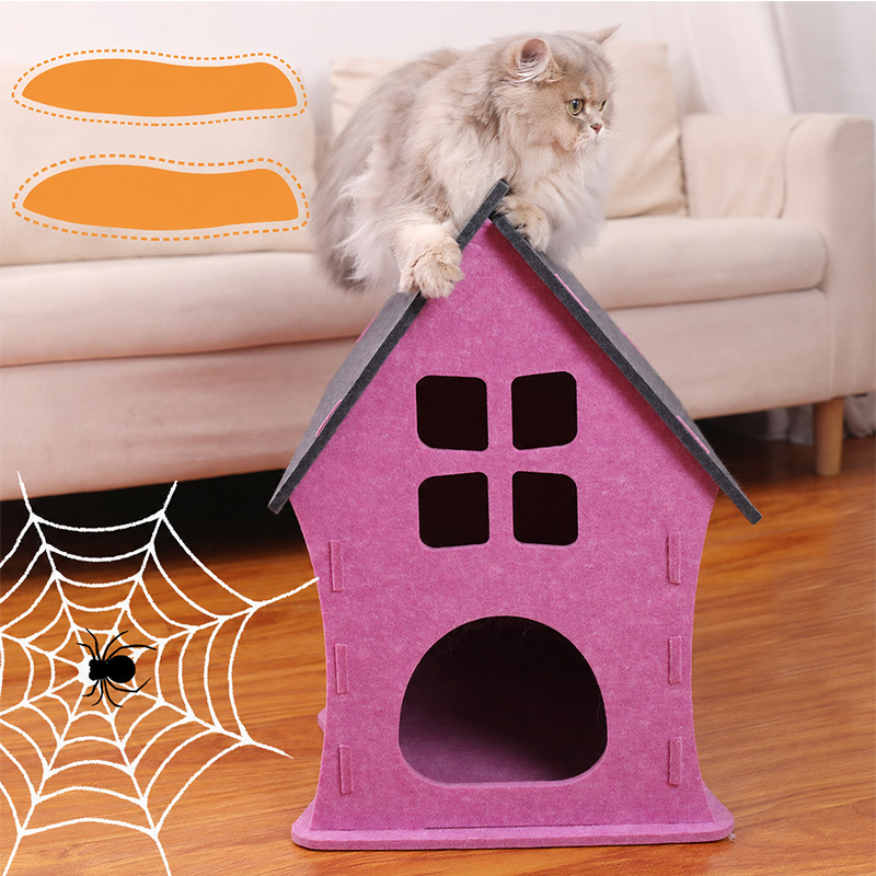 Halloween Felt Detachable Castle Cat Bed