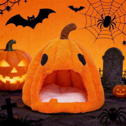 Halloween Warm Pumpkin Cat Bed