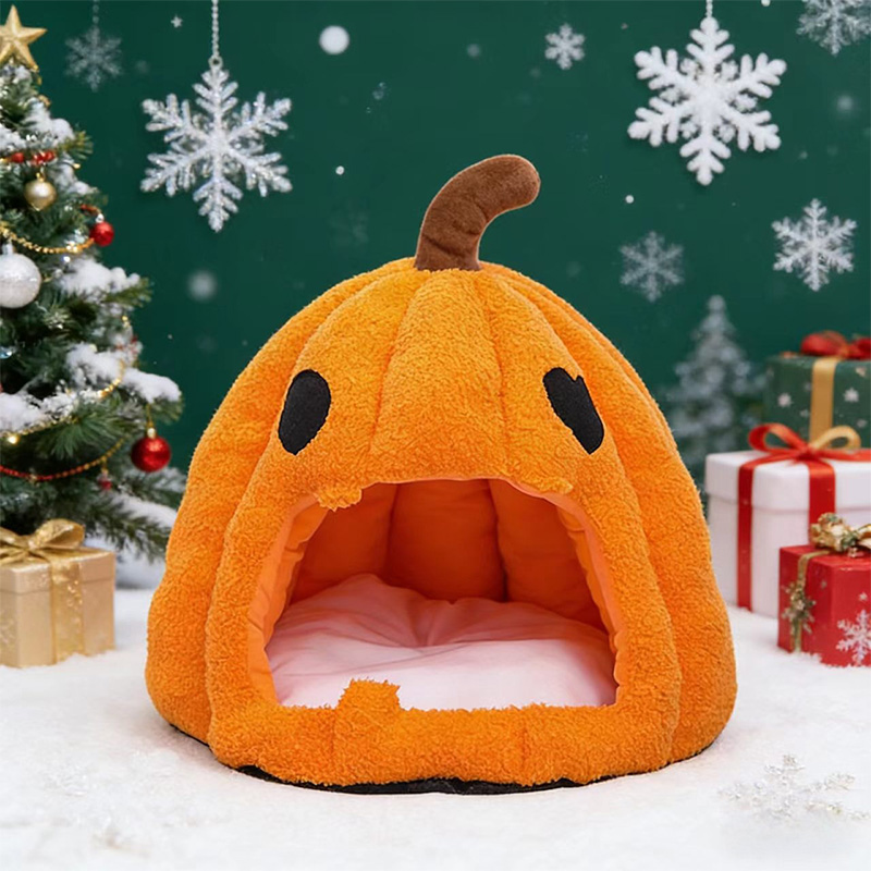 Halloween Warm Pumpkin Cat Bed