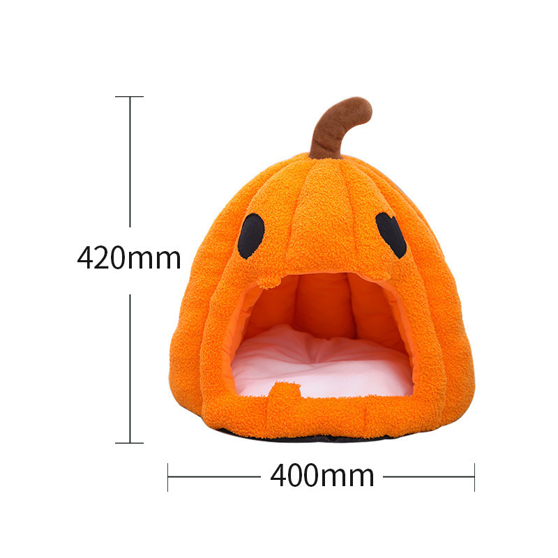 Halloween Warm Pumpkin Cat Bed