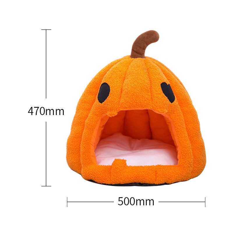Halloween Warm Pumpkin Cat Bed