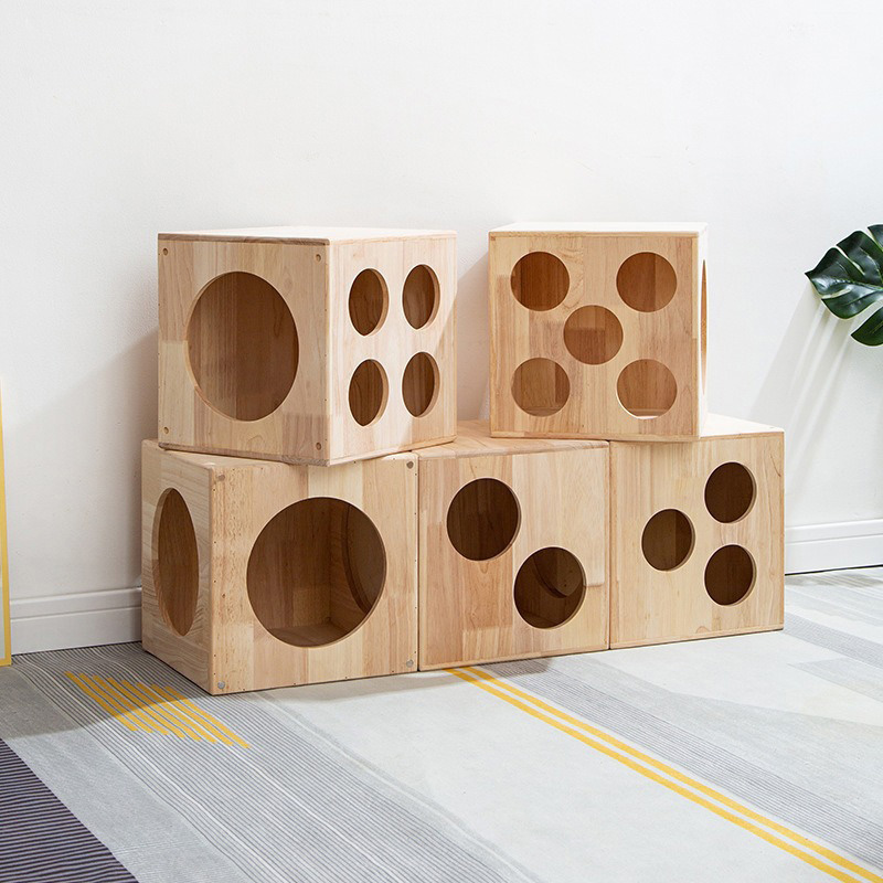 Solid Wood Tunnel Cat House