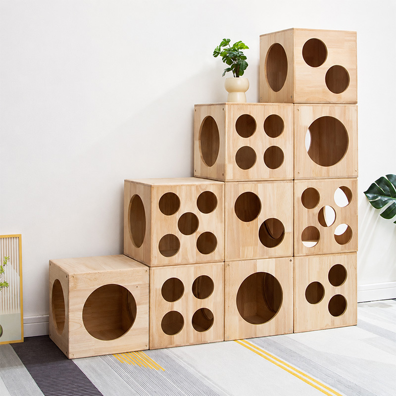 Solid Wood Tunnel Cat House